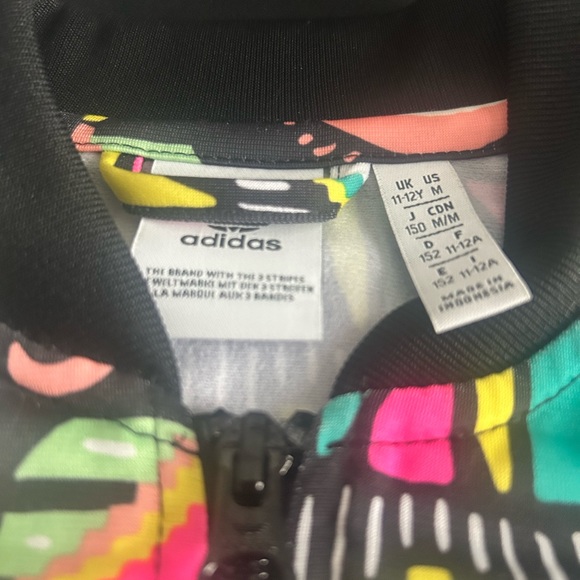 Adidas Girls Full Zip Track Jacket, Multicolored (M, 10-12) - Picture 2 of 3